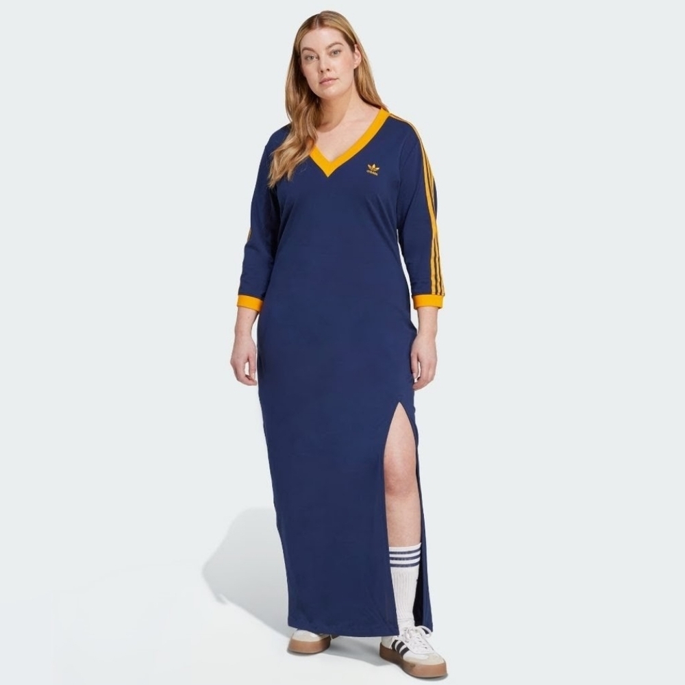 Adicolor Classics 3-Stripes V-Neck Maxi Blue/yellow Dress Sz 4X
